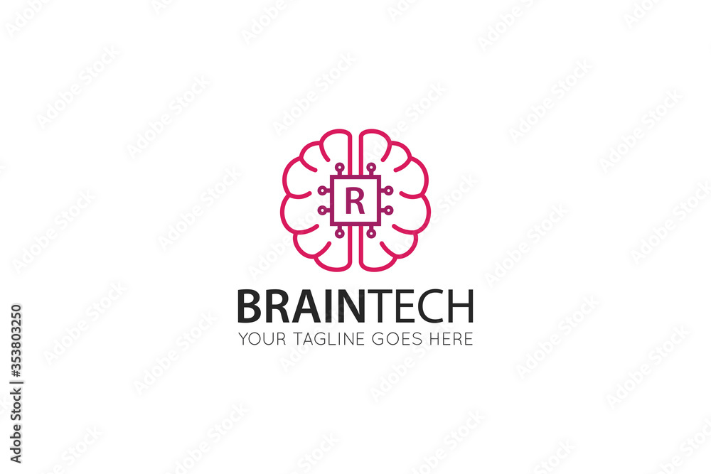 initial leter r brain logo and icon vector illustration design template initial leter r brain logo and icon vector illustration design template