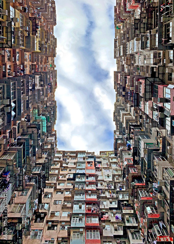 old crowded housing apartment in Hong Kong residential estate