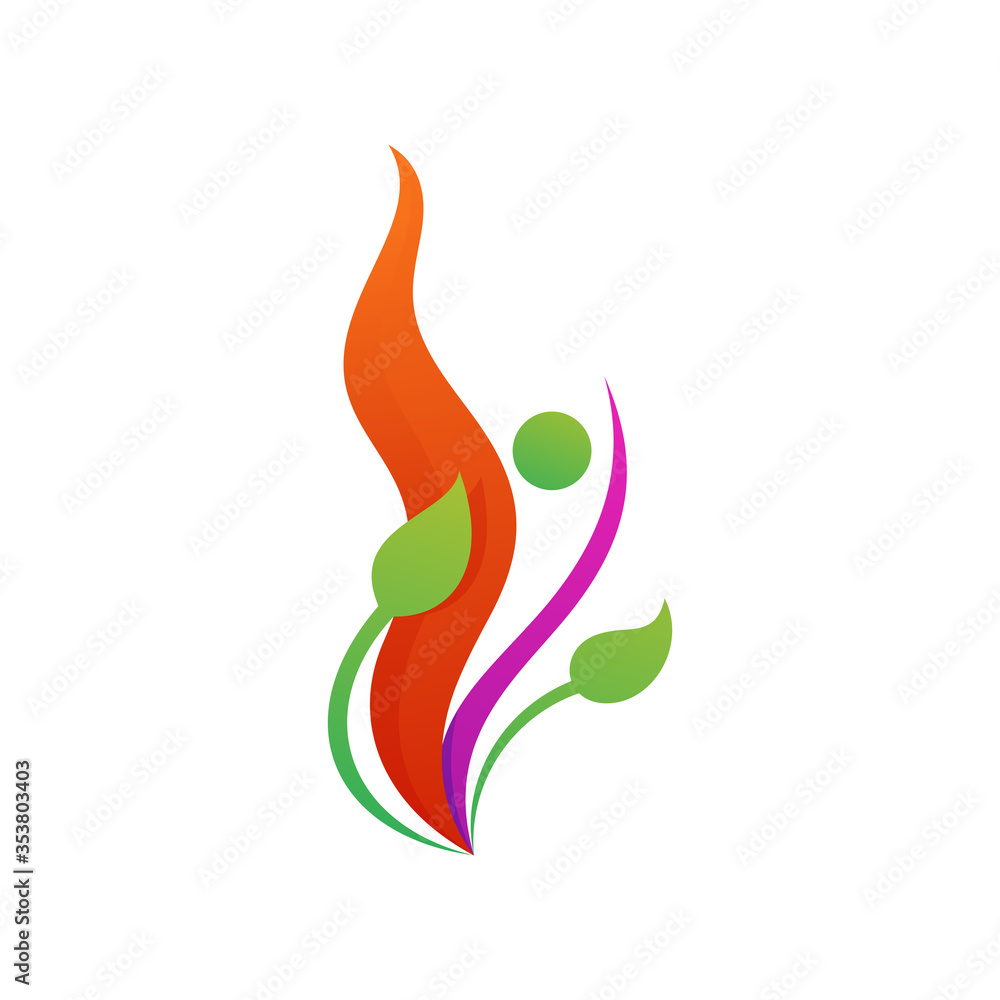 Fototapeta premium fire + leaf logo design template