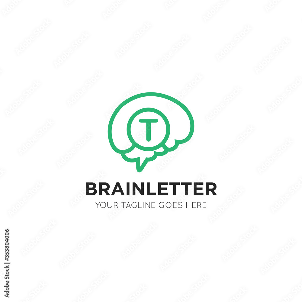 initial leter t brain logo and icon vector illustration design template initial leter t brain logo and icon vector illustration design template