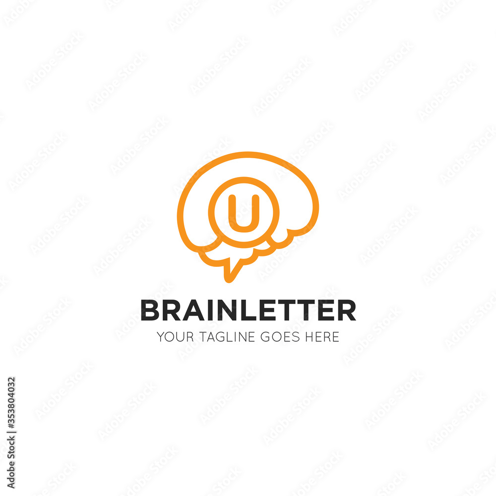 initial leter u brain logo and icon vector illustration design template initial leter u brain logo and icon vector illustration design template