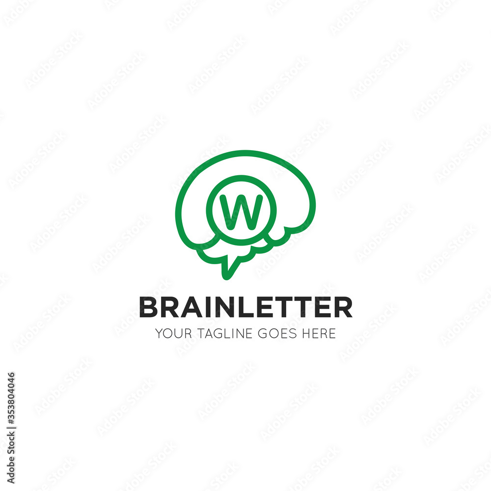 initial leter w brain logo and icon vector illustration design template initial leter w brain logo and icon vector illustration design template