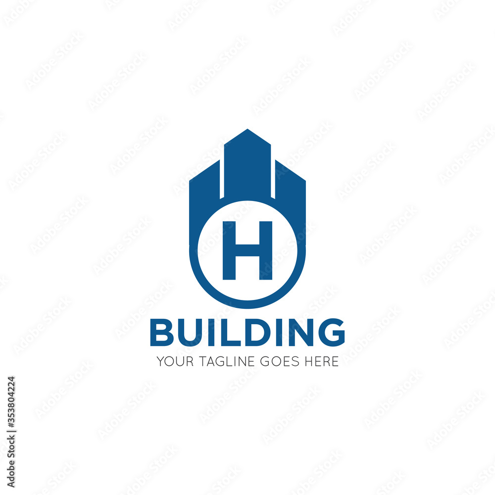 initial letter h building logo vector illustration design template