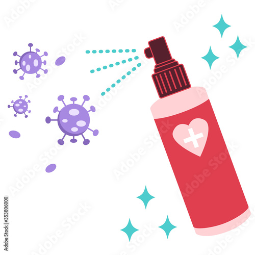 除菌スプレーウイルス退治イラスト