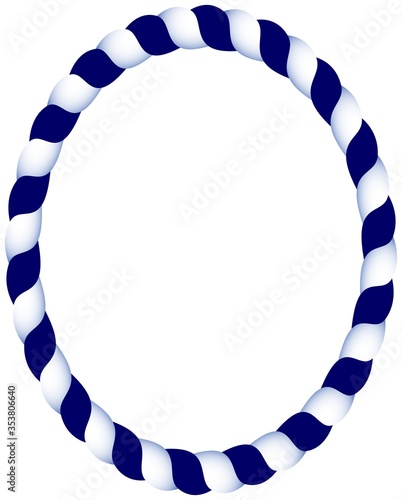 Nautischer Seil oder Kordel oval Rahmen in einem Blau und weiß Verlauf als Vektorauf einem isolierten weißen Hintergrund.