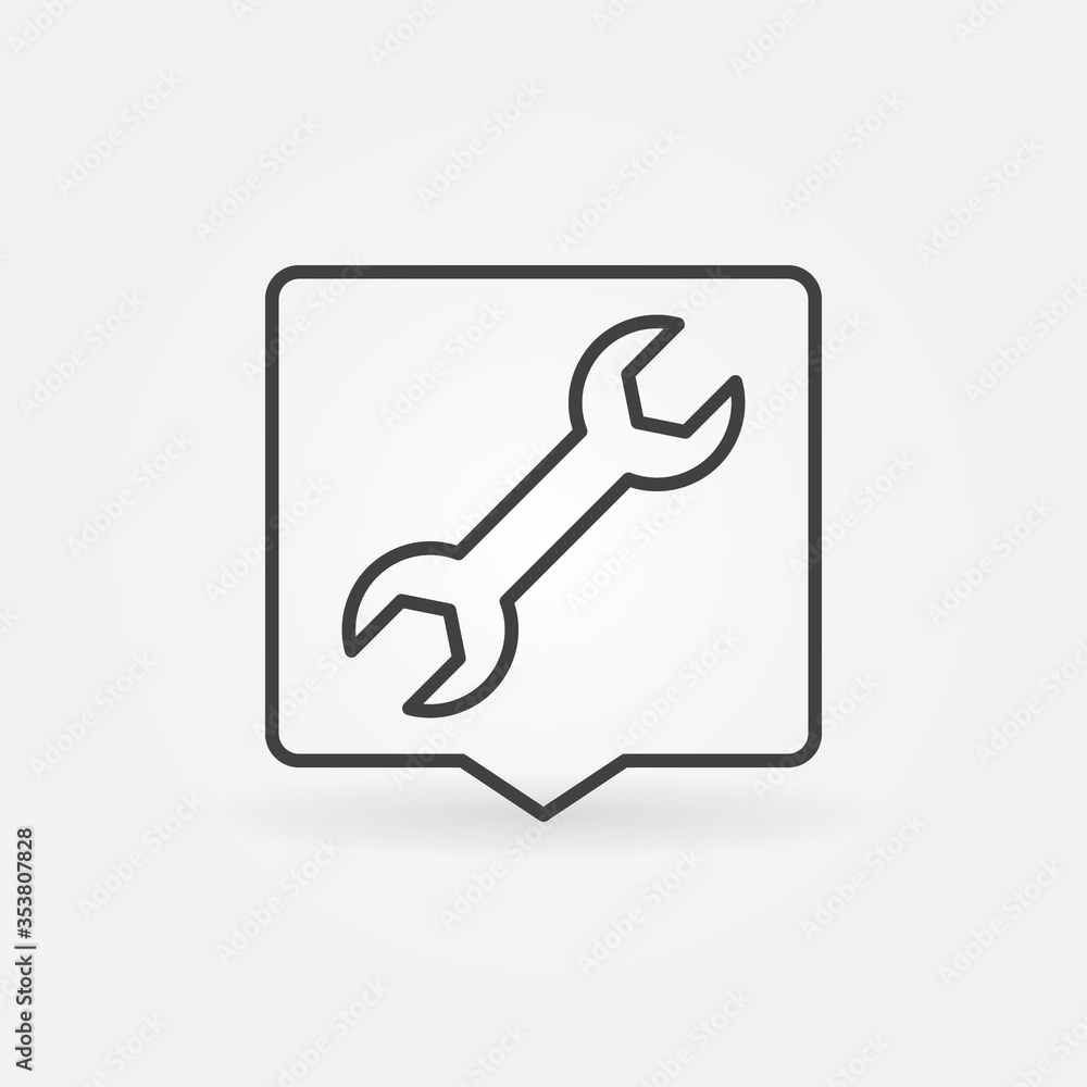 Wrench in Speech Bubble outline vector Service concept icon or design element Wrench in Speech Bubble outline vector Service concept icon or design element