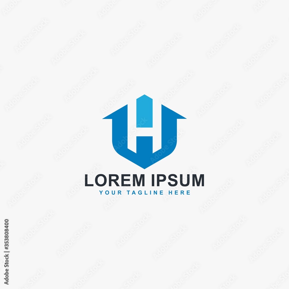 Letter H shield logo design vector. Monogram H type abstract symbol. Letter H shield logo design vector. Monogram H type abstract symbol.