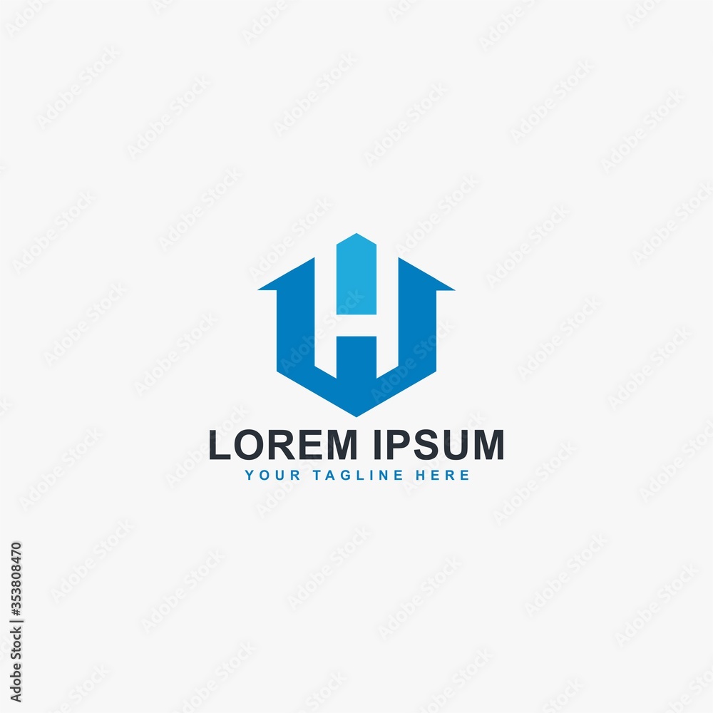 Letter H shield logo design vector. Monogram H type abstract symbol. Letter H shield logo design vector. Monogram H type abstract symbol.