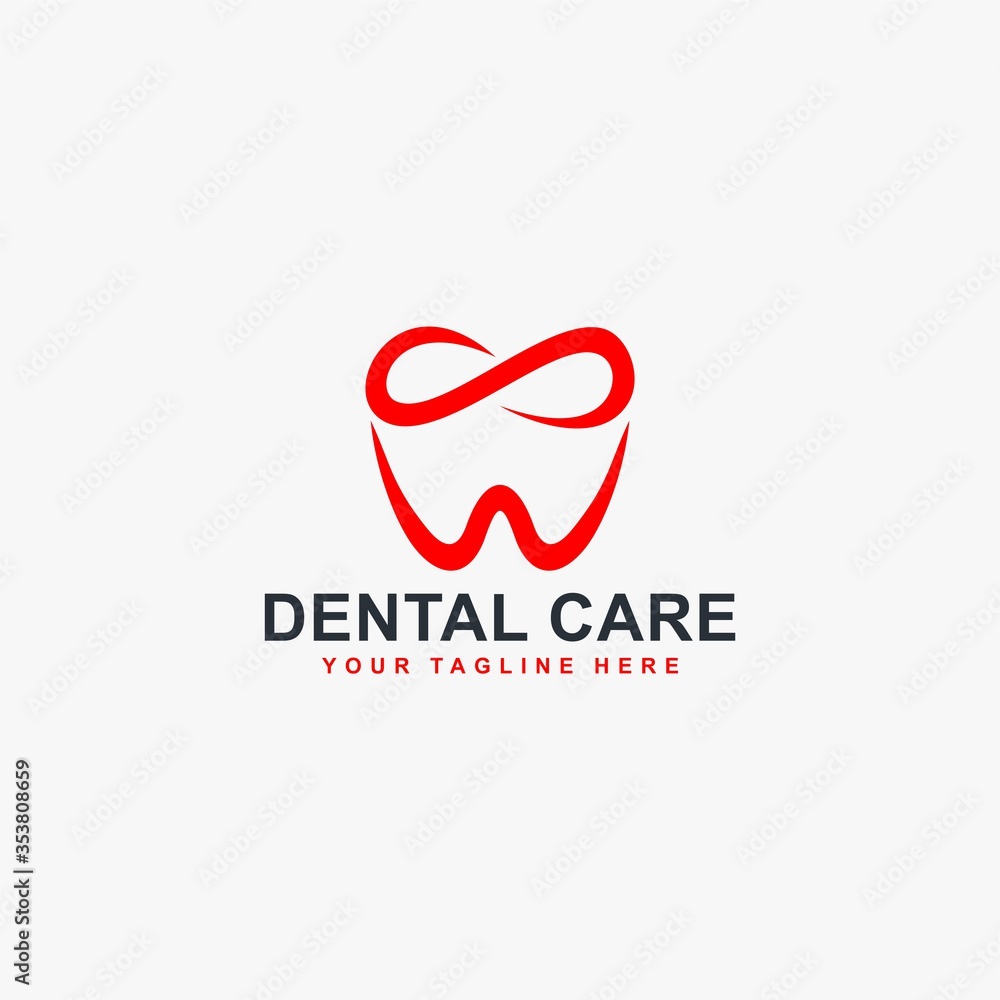 Dental clinic logo design. Dental care sign symbol. Tooth and infinity vector icons. Dental clinic logo design. Dental care sign symbol. Tooth and infinity vector icons.