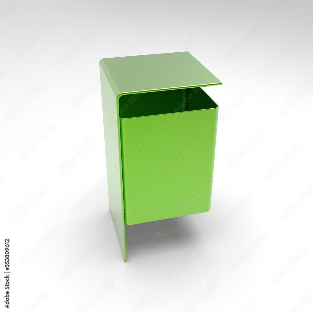 3d image of Metal rectangular street urn 2 v4 3d image of Metal rectangular street urn 2 v4