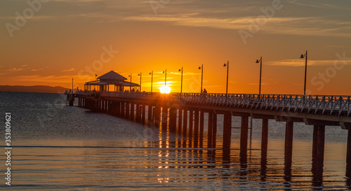Brisbane Queensland Australia - 16 June 2018. Sunrise on the Shorncliffe pier.