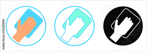 Cleaning napkin color icon. Windows cleaning cloth. Surface wiping, disinfection. Isolated vector illustration