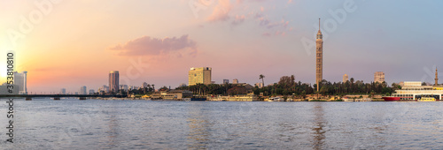 Cairo Tower and the Nile, sunset over the capital of Egypt © AlexAnton