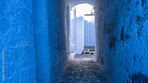 Pathway with steps, arches and tunnel in Santorini Greek island,Greece  aegean © Gazza_M