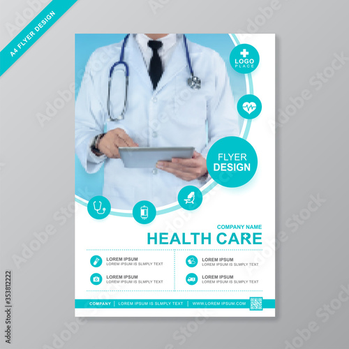 Corporate healthcare and medical cove a4 flyer design template for print