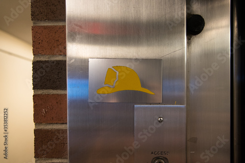 Firefighters operation elevator sign