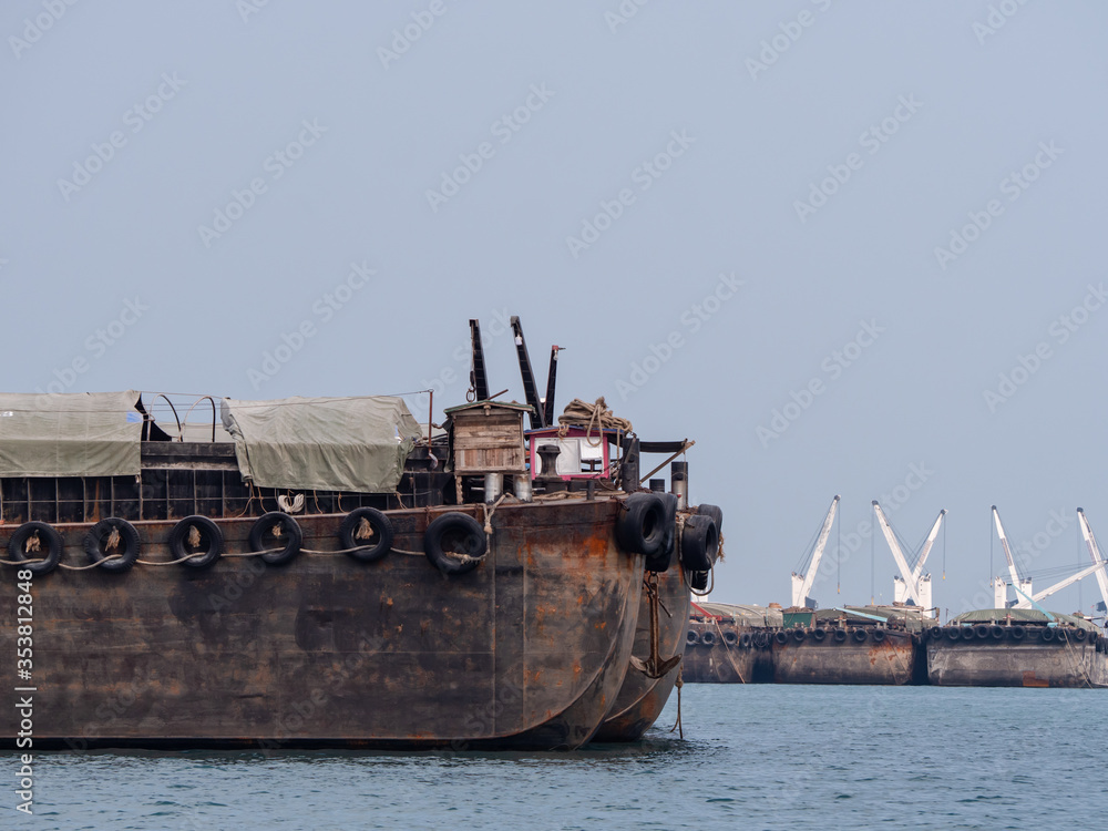 Empty barges in Thailand