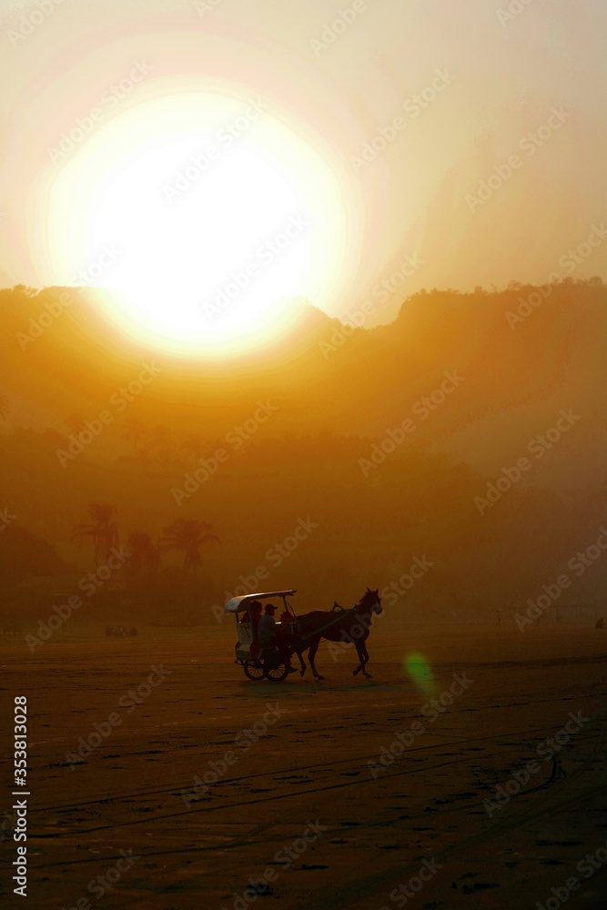 horse-drawn carriers await customers until dusk horse-drawn carriers await customers until dusk