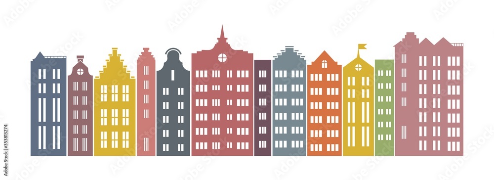 Silhouettes of European houses Silhouettes of European houses