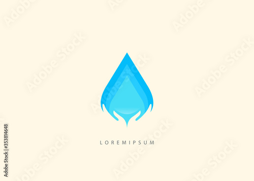 Drop water and hands Logo - Water assistance Logo