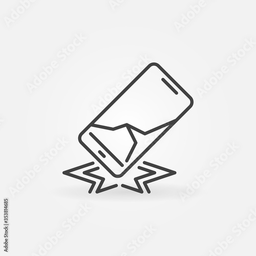 Phone with Broken Screen vector concept outline icon or symbol
