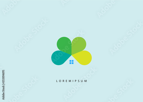 Home and Drop Clover Logo - vector icon templates