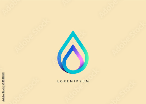 Drop Water Logo - Water Loop Vector.  Linear Gradient Logo Illustration
