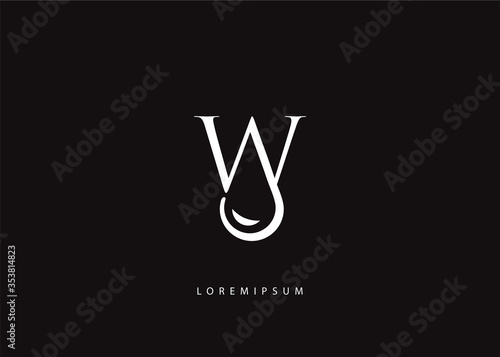 Letter W Drop water.  Drop Water Logo