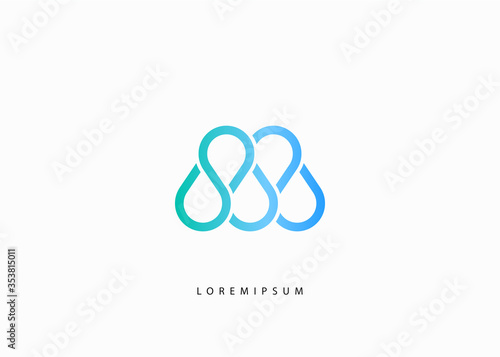 Drop Water Logo - Water Loop Vector.  Linear Gradient Logo Illustration - Letter M logo