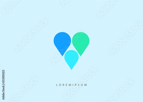 Water Love logo template. Abstract shape love vector illustration photo