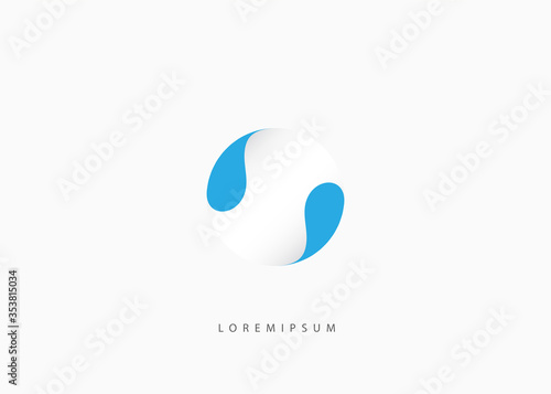 Water circle logo template. Water yin yang vector, circle tech illustration