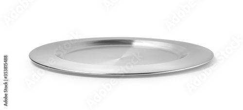 empty silver tray isolated photo