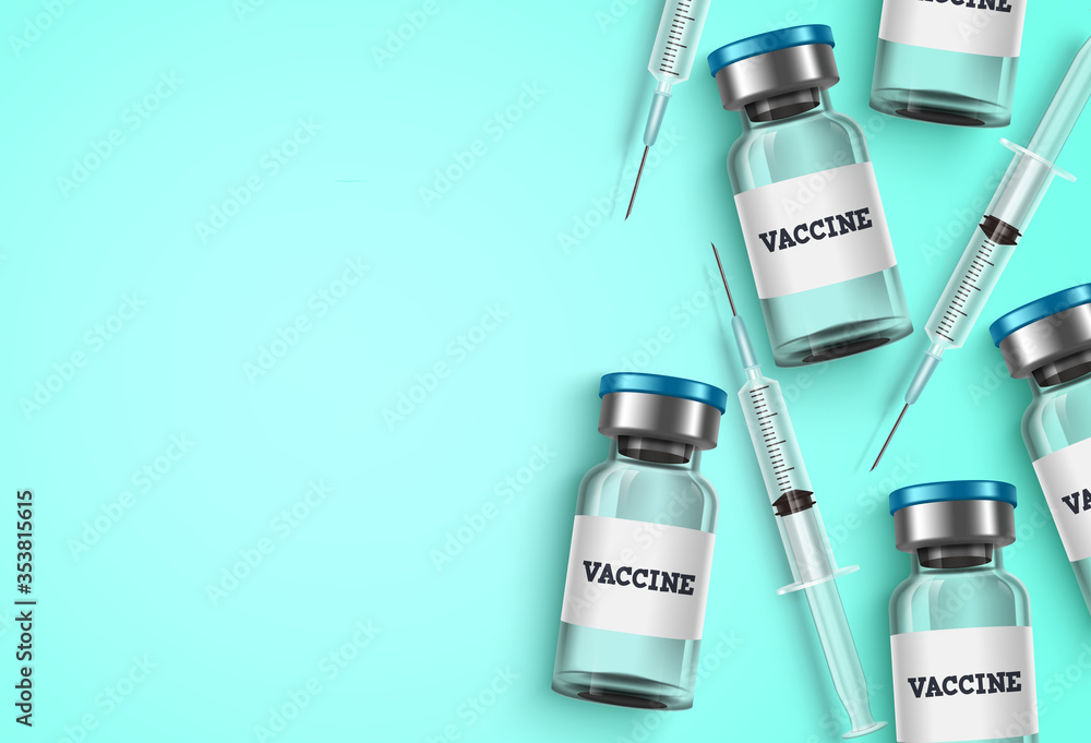 Vaccine and syringe vector background template. Vaccine bottles and syringe injection medicine with empty blank space for text for covid-19 coronavirus and other virus immunization and vaccination.
Vaccine and syringe vector background template. Vaccine bottles and syringe injection medicine with empty blank space for text for covid-19 coronavirus and other virus immunization and vaccination.
