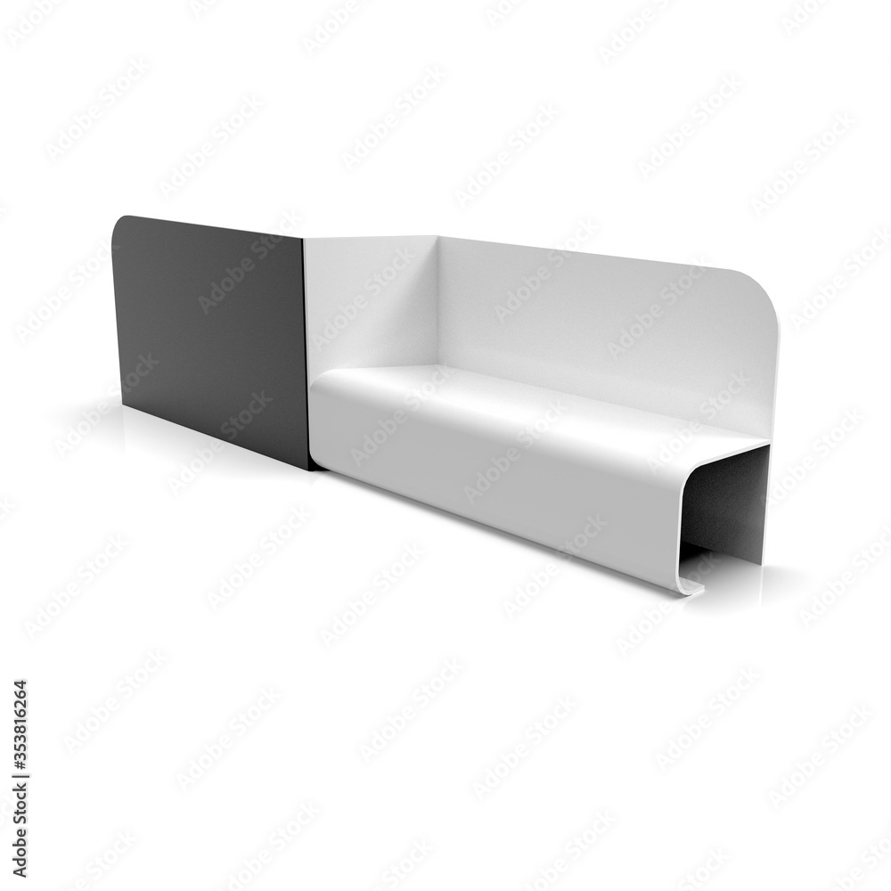 3d image of Double Bench white black v5 3d image of Double Bench white black v5