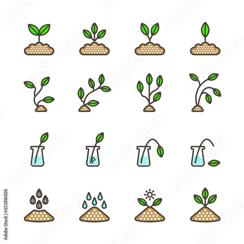 plant icon set/Flat icon set design, Out line vector icon set for design.