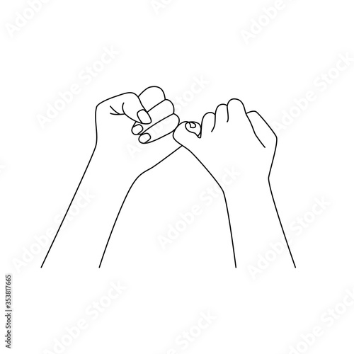 sketch of couple holding little fingers
