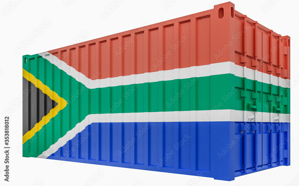 3D Illustration of Cargo Container with South Africa Flag 3D Illustration of Cargo Container with South Africa Flag