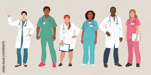 Medical people. Doctors and nurses portraits, team of doctors concept, medical office or laboratory.