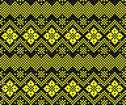 Yellow Christmas Fair Isle Seamless Pattern Background - Yellow Christmas fair isle pattern background for fashion textiles, knitwear and graphics
