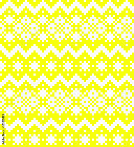 Yellow Christmas Fair Isle Seamless Pattern Background - Yellow Christmas fair isle pattern background for fashion textiles, knitwear and graphics