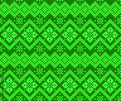 Green Christmas fair isle pattern background for fashion textiles, knitwear and graphics