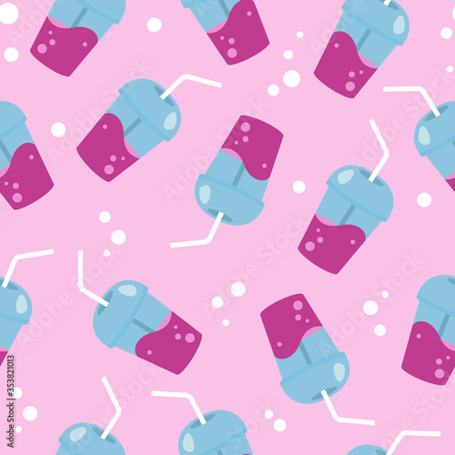 pink pattern, bubble Tea or berry cocktail. 