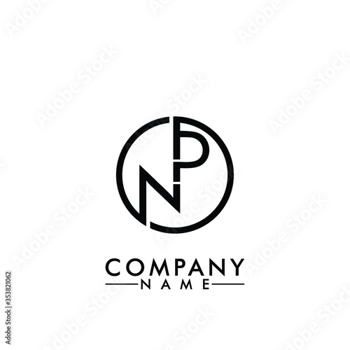 NP, PN Letter logo black color