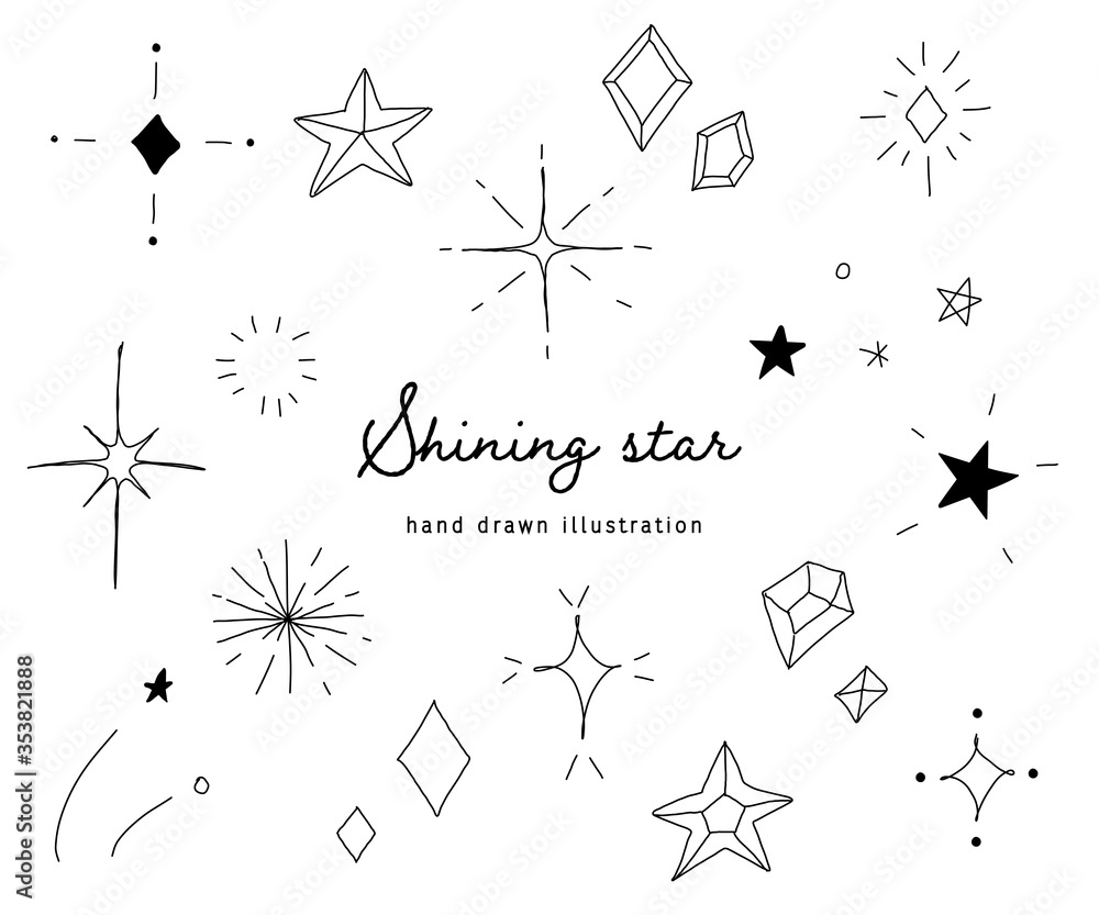 おしゃれでかわいい手書きの星のイラスト キラキラ 素材 Stock Illustration Adobe Stock