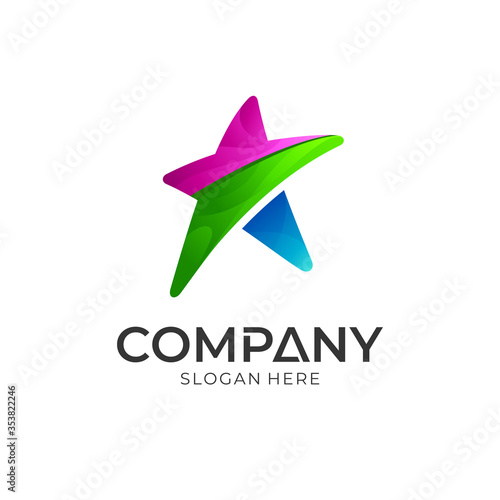 Free Download Simple star logo design, gradient color, shooting stars vector - GFXLoad