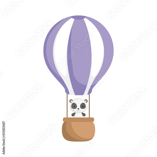 Cute baby panda in the hot air balloon. Graphic element for childrens book, album, scrapbook, postcard, invitation, mobile game.