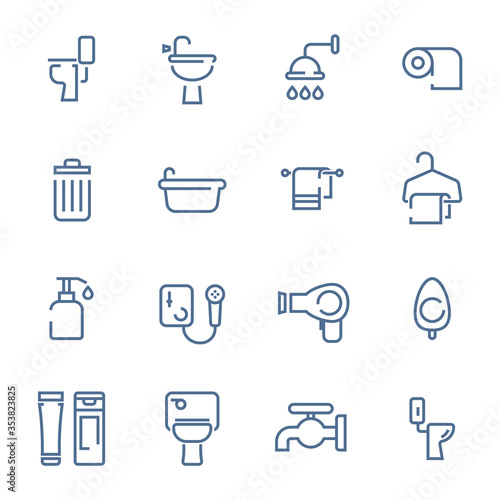 simple line toilet icons set
