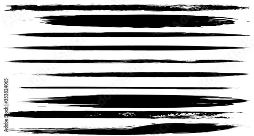 Vector set of grunge black paint, ink brush strokes. brush strokes collection. Dirty grunge artistic design elements, backgrounds, textures, brushes