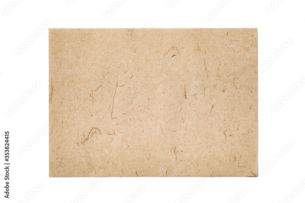 Sheet of traditional handmade paper isolted on white background