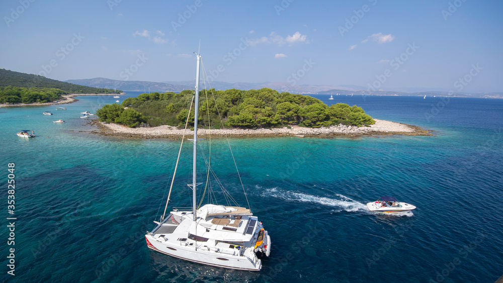 Sailing in the adriatic sea on Croatian coast